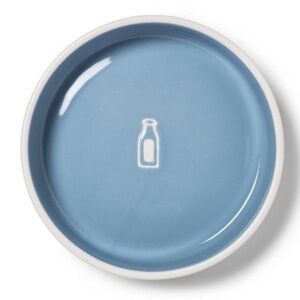 BOOTS & BARKLEY Blue Cat Bowl with Milk Design 2 cup cat dog dish bowl thirsty